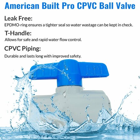 American Built Pro Ball Valve 3/4 in. Slip x Slip CPVC Schedule 80 BVCP075